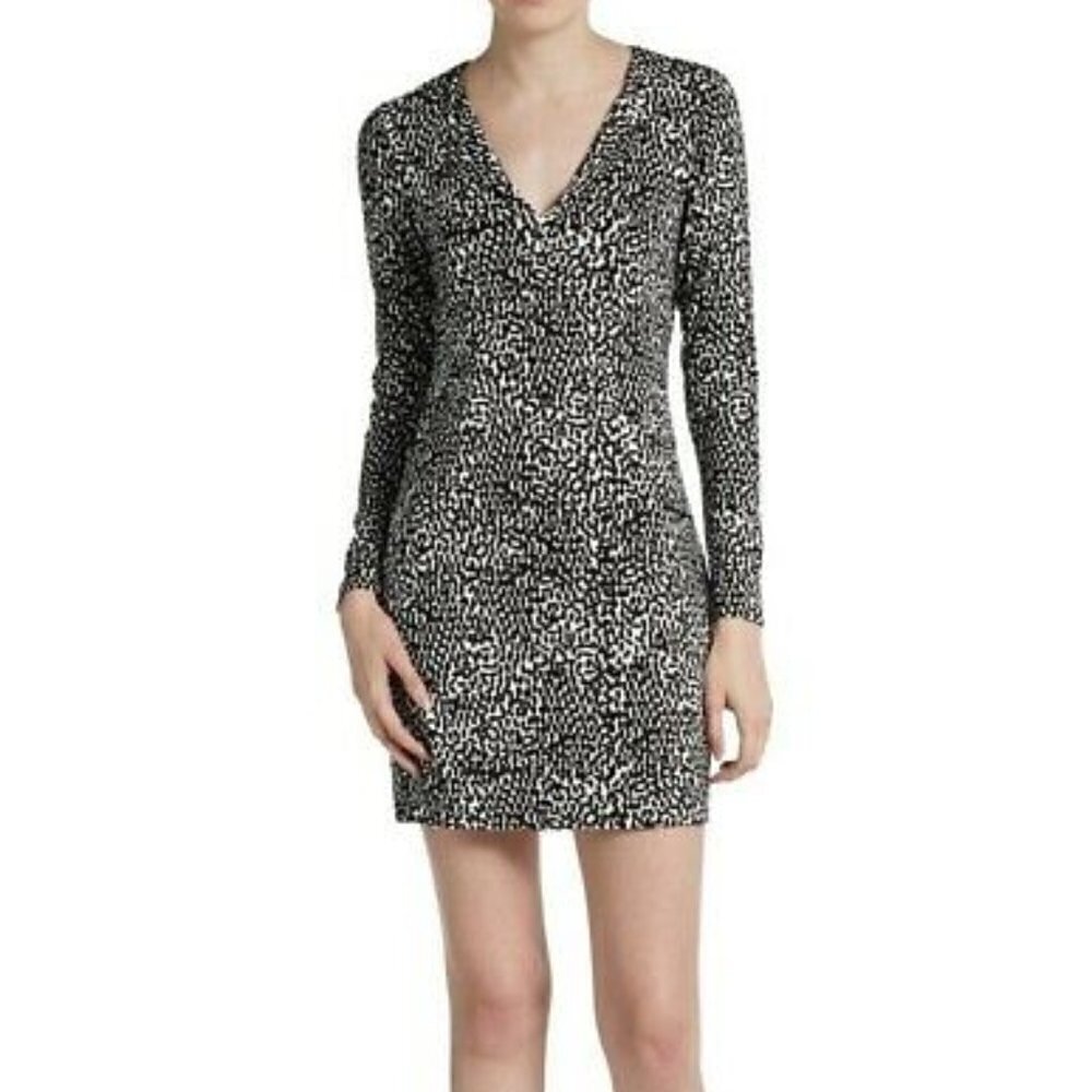 DVF Diane von Furstenberg Reina Tiny Marks Black tunic dress white new Small 4